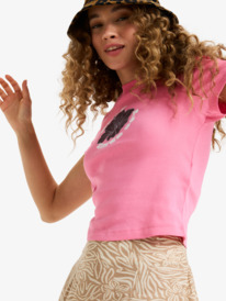 4 Beach Love - Cropped T-Shirt for Women Pink ERJZT06026 Roxy