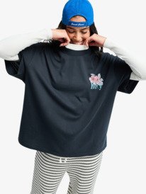 0 Talloversize Washed - T-Shirt à manches courtes pour Femme Noir ERJZT06081 Roxy