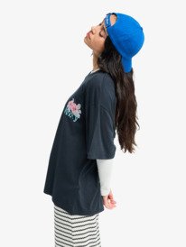 1 Talloversize Washed - T-Shirt à manches courtes pour Femme Noir ERJZT06081 Roxy