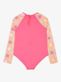1 Check - Eendelig Badpak met Lange Mouw voor Meisjes 2-7 Pink ERLWR03358 Roxy
