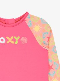 2 Check - Eendelig Badpak met Lange Mouw voor Meisjes 2-7 Pink ERLWR03358 Roxy