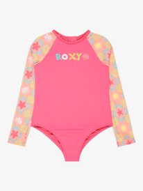0 Check - Eendelig Badpak met Lange Mouw voor Meisjes 2-7 Pink ERLWR03358 Roxy