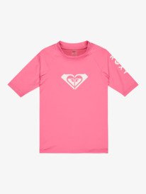 0 Whole Hearted - Short Sleeve Rash Vest for Girls 2-7 Pink ERLWR03363 Roxy