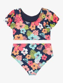 1 Morning Flower - Two Piece Crop Bikini Set for Girls 2-7 Blue ERLX203227 Roxy