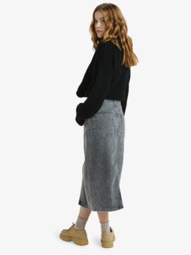 roxy, Cold Winds - Midi Length Denim Skirt for Women, MID GREY (kph0) Cold Winds - Midi Length Denim Skirt for Women  ERJDK03039