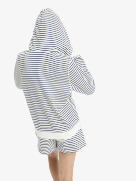 roxy, Perfect Stripe - Sweat à capuche zippé rayé pour Femme, MOOD INDIGO SMALL STRIPE (xbww) Perfect Stripe - Striped Zip Hoodie for Women  ERJFT05041