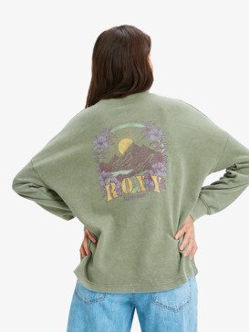 roxy, Eastside Midweight - Haut à col rond avec délavage pour Femme, OIL GREEN (gld0) Eastside Midweight - Crew Neck Top With Vintage Wash for Women  ERJKT04322