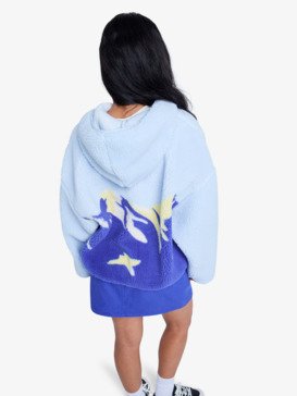 roxy, Chloe Kim Print Polar - Sweat à capuche entièrement zippé en polaire pour Femme, ICE WATER (bhc0) Chloe Kim Print Polar - Polar Fleece Full Zip Hoodie for Women  ERJPF03232