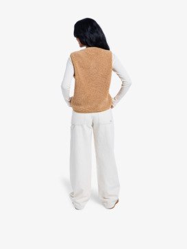 roxy, Iconic Town - Gilet polaire Sherpa pour Femme, ALMOND (cmd0) Iconic Town - Sherpa Polar Fleece Vest for Women  ERJPF03235