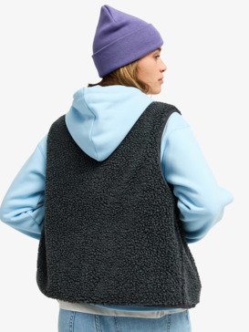 roxy, Iconic Town - Gilet in pile polare Sherpa da Donna, PHANTOM (kta0) Iconic Town - Sherpa Polar Fleece Vest for Women  ERJPF03235