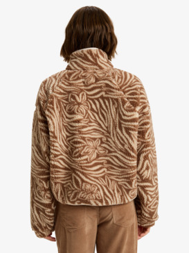 roxy, Blurry Cloud Print - Polaire décontractée à fermeture éclair pour Femme, PARCHMENT ANIMAL FLORAL BIG (tec6) Blurry Cloud Print - Full Zip Relaxed Fleece for Women  ERJPF03236
