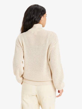roxy, Memories Of Sun - Half Zip Pullover Sweater for Women, PARCHMENT (tec0) Memories Of Sun - Half Zip Pullover Sweater for Women  ERJSW03641