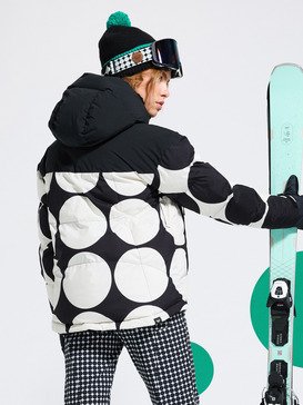 roxy, Alofted Puffy 15K - Veste de snow technique pour Femme, TRUE BLACK BIG DOTS (kvj4) Alofted Puffy - Technical Snow Jacket for Women  ERJTJ03514