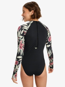 roxy, Basic Mix - Langärmliger Springsuit mit Back Zip für Frauen, ANTHRACITE WIND SWEPT FLORAL (kvj9) Basic Mix - Long Sleeve Back Zip One-Piece for Women  ERJWR03873