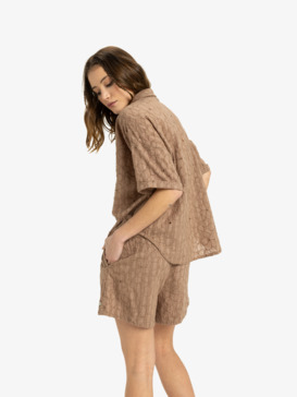roxy, Beach Nostalgia - Short Sleeves Shirt for Women, PORTOBELLA FLOWER EYELET (tec5) Beach Nostalgia - Short Sleeves Shirt for Women  ERJWT03664