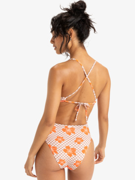 roxy, Mini Hula Wrap Hl - Fato de banho para Mulher, WARM TAUPE HIBI SQUARE (cka6) Mini Hula Wrap Hl - One-Piece Swimsuit for Women  ERJX103744