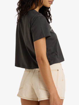 roxy, People Speak - Kurzärmliges T-Shirt mit Screen-Print für Frauen, PHANTOM (kta0) People Speak - Crop Short Sleeve T-Shirt for Women  ERJZT05965