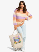 しっかり丈夫◇ROXY◇Drink The Wave キャンバストートバッグ Womens Drink The Wave Tote Bag - NATURAL | Roxy