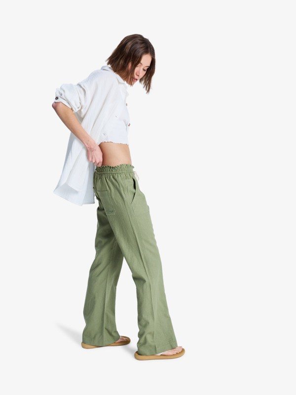 1 Oceanside - Pantal&oacute;n acampanado para Mujer Verde ARJNP03006 Roxy