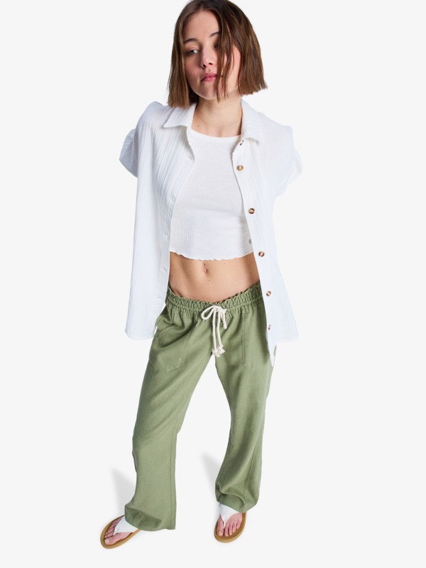 4 Oceanside - Pantal&oacute;n acampanado para Mujer Verde ARJNP03006 Roxy