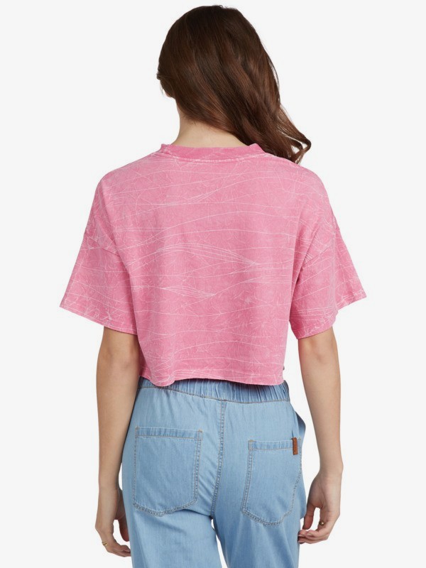 3 Washed Waves - T-shirt oversize pour Femme Rose ARJZT06964 Roxy