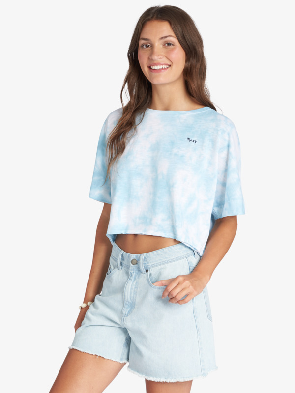 5 Happy Palms - Übergroßes T-Shirt für Frauen Blau ARJZT06980 Roxy