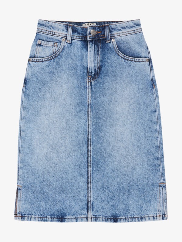 0 Glossy Candy - Mittellanger Jeansrock für Mädchen 4-16 Blau ERGDK03004 Roxy