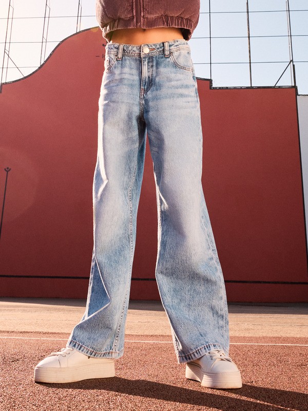 0 Milla Wide Mid Leg Rg - Jean large pour Fille 4-16 Bleu ERGDP03080 Roxy