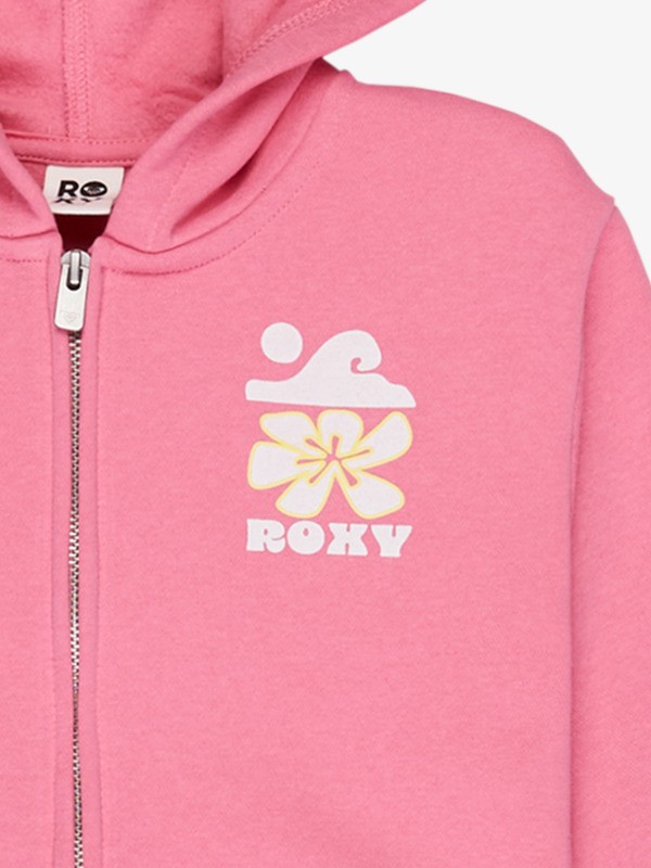 2 Surf Feeling Zipped Brushed - Felpa con cappuccio e zip da Ragazza 4-16 Pink ERGFT04020 Roxy