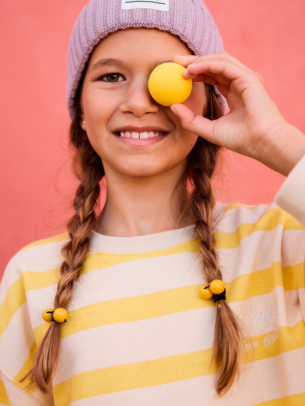 4 Little Things - Gestreepte sweater met relaxed fit voor Meisjes 4-16 Yellow ERGFT04023 Roxy