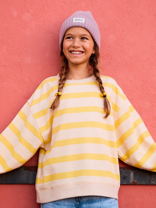 0 Little Things - Gestreepte sweater met relaxed fit voor Meisjes 4-16 Yellow ERGFT04023 Roxy