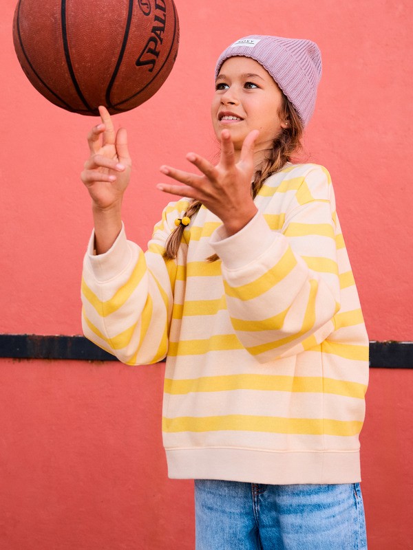1 Little Things - Gestreepte sweater met relaxed fit voor Meisjes 4-16 Yellow ERGFT04023 Roxy