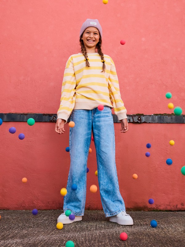 2 Little Things - Gestreepte sweater met relaxed fit voor Meisjes 4-16 Yellow ERGFT04023 Roxy