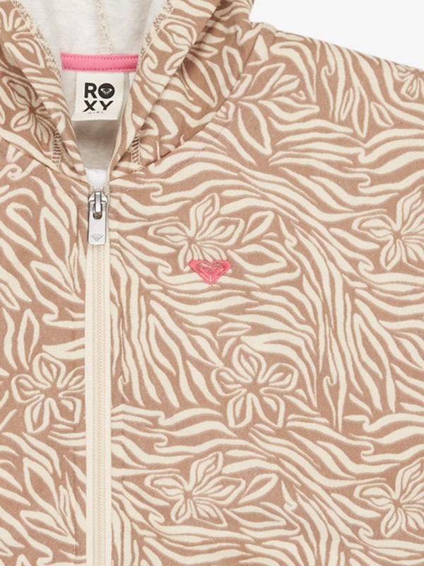 2 Twenty Five Miles - Felpa con cappuccio con cerniera stampata da Ragazza 4-16 Beige ERGFT04024 Roxy