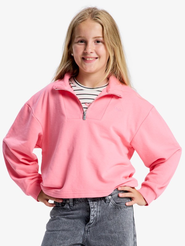 0 Breezy Current - Sweatshirt mit Halbrei&szlig;verschluss f&uuml;r M&auml;dchen 4-16 Rosa ERGFT04047 Roxy