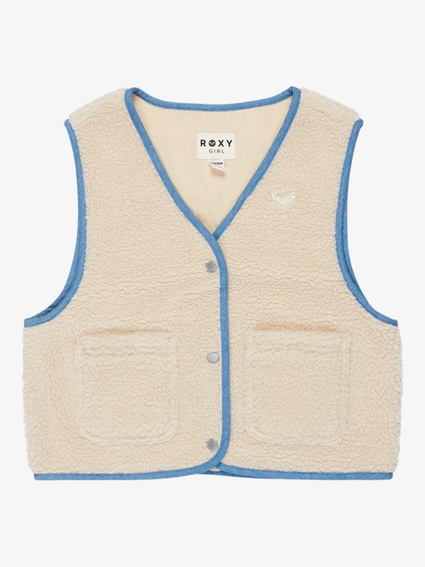 0 Simply Lucky - Veste gilet réversible en jean et doublée en sherpa pour Fille 4-16 Beige ERGJK03142 Roxy