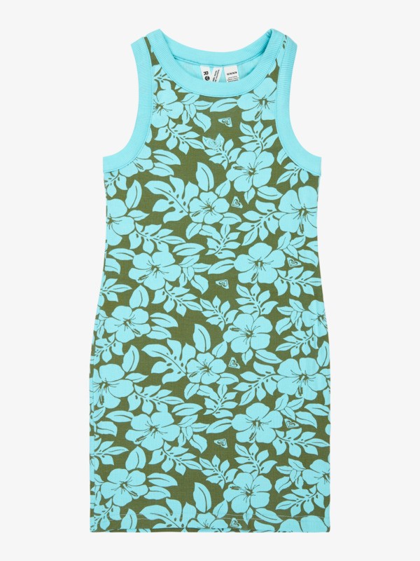 0 Iconic Days Printed - Sleeveless Rib Knit Dress for Girls 4-16 Green ERGKD03283 Roxy