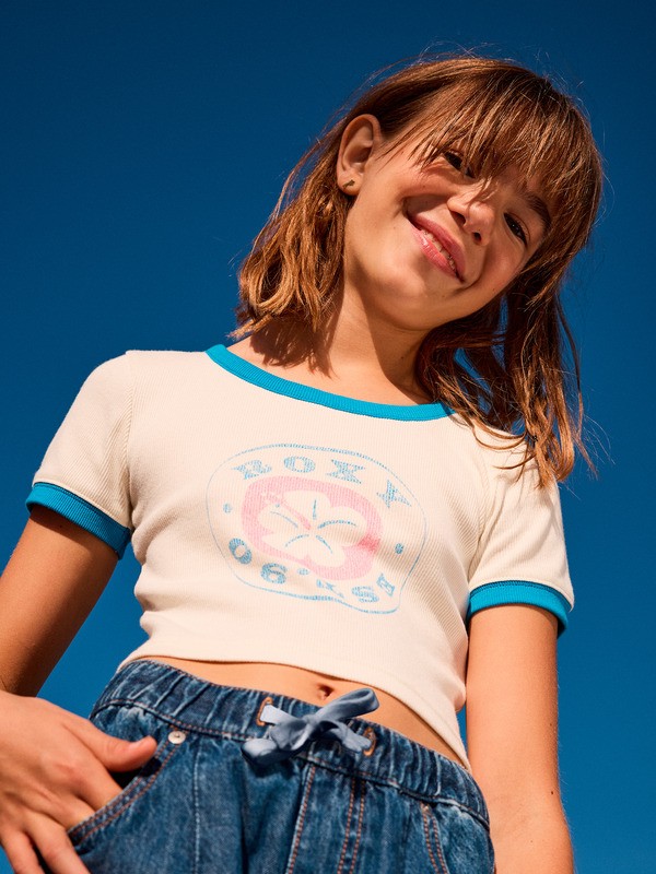0 Hey Yeah Yeah - T-shirt slim para raparigas 4-16 Branco ERGKT03273 Roxy