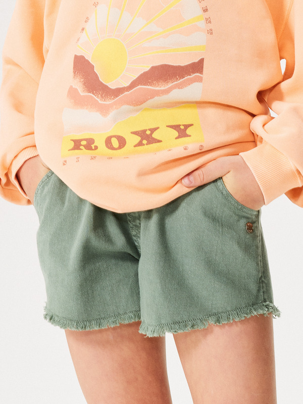 2 Scenic Route - Elasticated Waist Shorts for Girls 4-16 Green ERGNS03161 Roxy