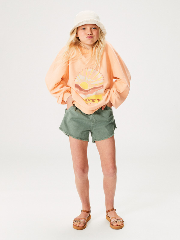 4 Scenic Route - Elasticated Waist Shorts for Girls 4-16 Green ERGNS03161 Roxy