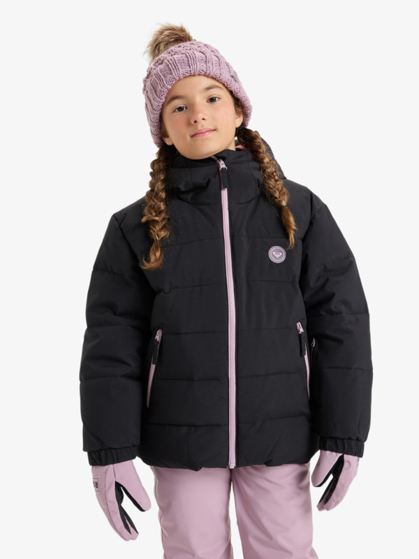 1 Snowyhill Puffy 10K - Funktionelle Snow-Jacke mit Kapuze für Mädchen 8-16 Schwarz ERGTJ03205 Roxy