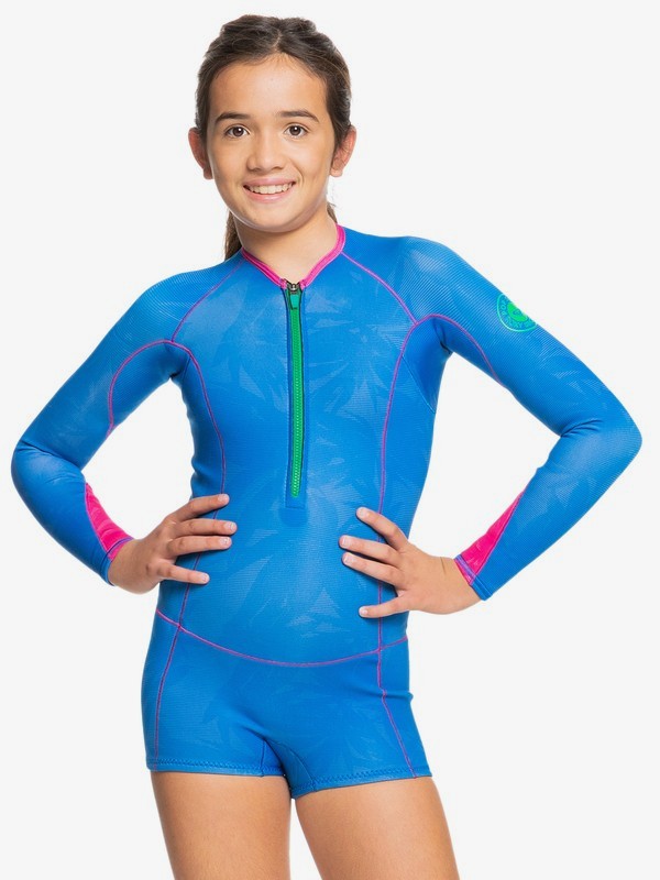 0 1mm POP Surf - Springsuit front zip manches longues pour Fille 8-16 ans Bleu ERGW403014 Roxy