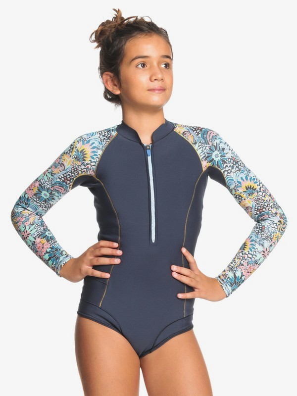 0 1mm Marine Bloom - Front Zip Springsuit for Girls Blue ERGW403020 Roxy