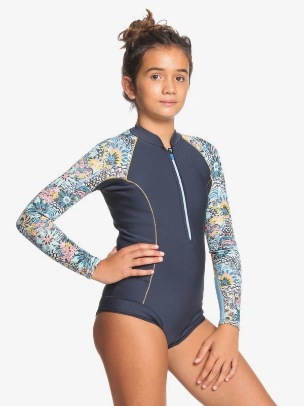 1 1mm Marine Bloom - Front Zip Springsuit for Girls Blue ERGW403020 Roxy
