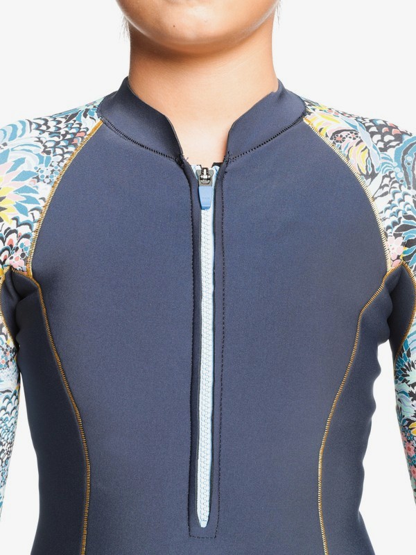 2 1mm Marine Bloom - Front Zip Springsuit for Girls Blue ERGW403020 Roxy