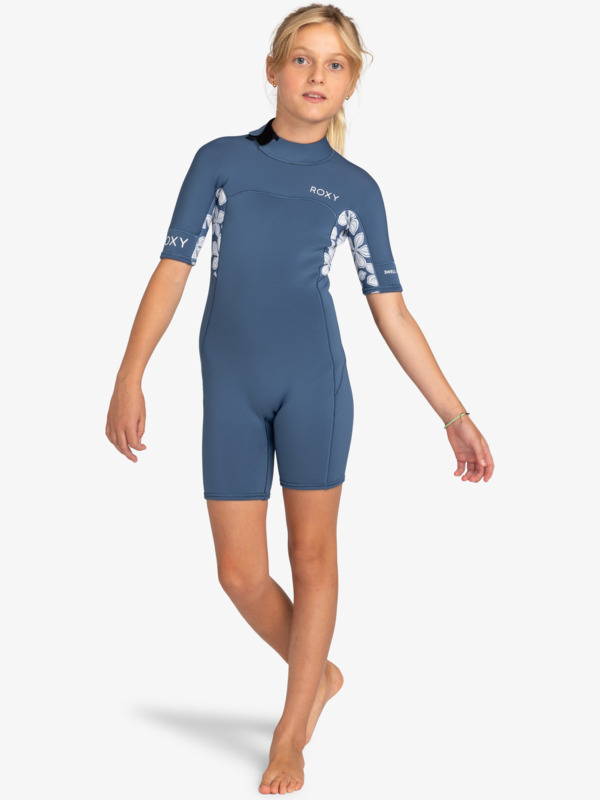 10 2mm Swell Series - Springsuit manches courtes back zip pour Fille 8-16 ans Bleu ERGW503017 Roxy