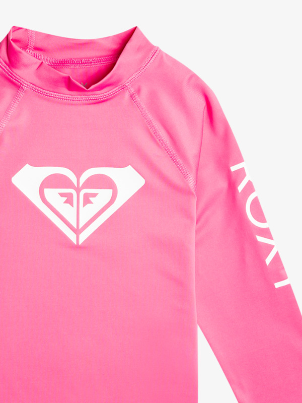 2 Whole Hearted - Long Sleeve UPF 50 Rash Vest for Girls 6-16 Pink ERGWR03286 Roxy