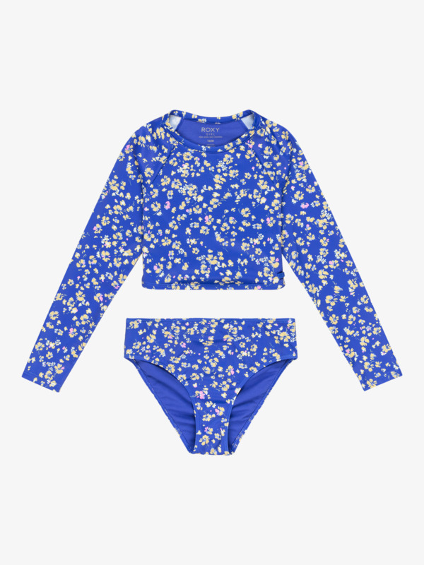 0 Shadow Floral - Short Sleeves Two-Piece Rashguard Set for Girls 6 - 16 Blue ERGWR03442 Roxy