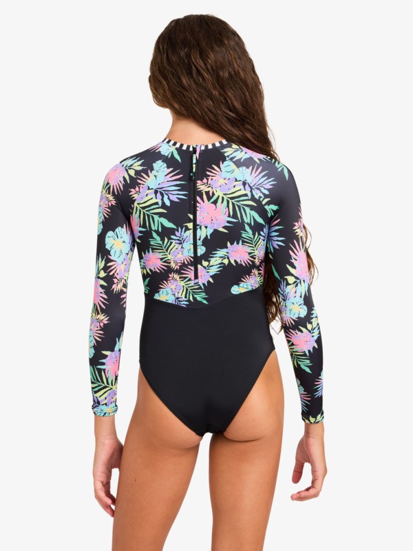 2 Roxy Active - Long Sleeve One-Piece Swimsuit for Girls 6-16 Pink ERGWR03485 Roxy