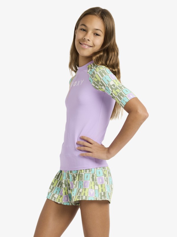 3 Roxy Active - Kurzarm-Rashguard f&uuml;r M&auml;dchen 6-16 Gr&uuml;n ERGWR03486 Roxy